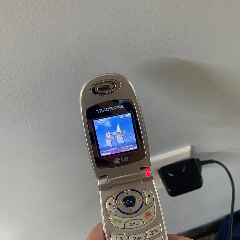 Vintage LG Silver Flip Phone TracFone Cell Phone Prop Collector - Tested Works
